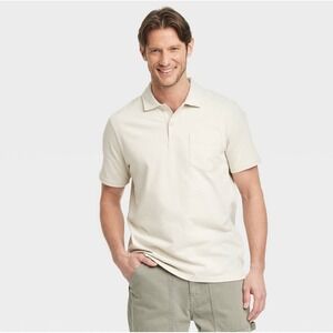 Goodfellow & Co‎ NWT XXL/2X Short Sleeve Polo Shirt Beige Pocket Business Casual
